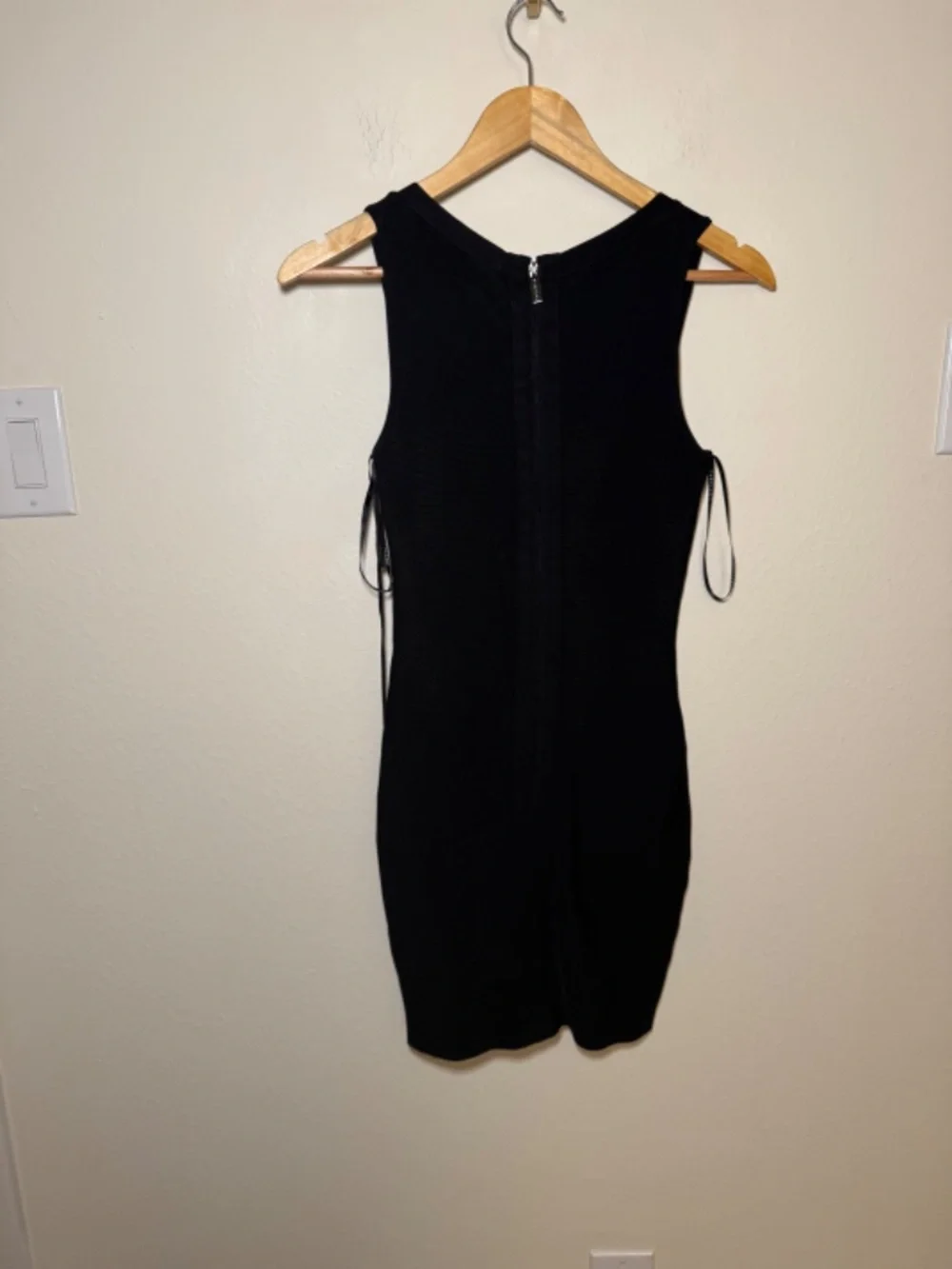 Marciano Los Angeles Black Bandage Bodycon Dress Lace-Up Front Sleeveless Small